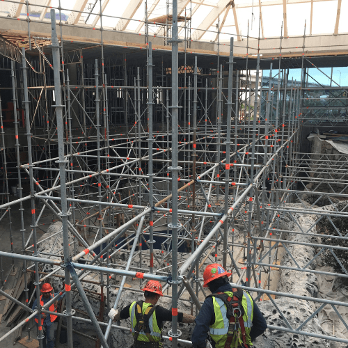 Scaffonding erect at Texas State Aquarium.